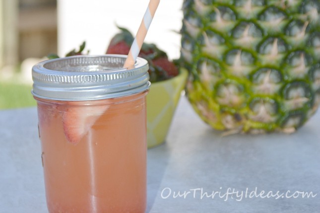 Pineapple & Strawberry Spritzer (non-alcoholic) from OurThriftyIdeas.com