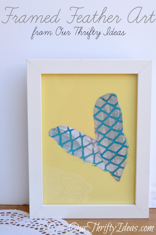 Framed Feather Decor from OurThriftyIdeas.com