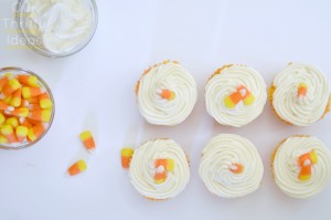 Coloring your white cake batter to make these fun CandyCorn cupcakes. Just layer them before baking and cook as usual.