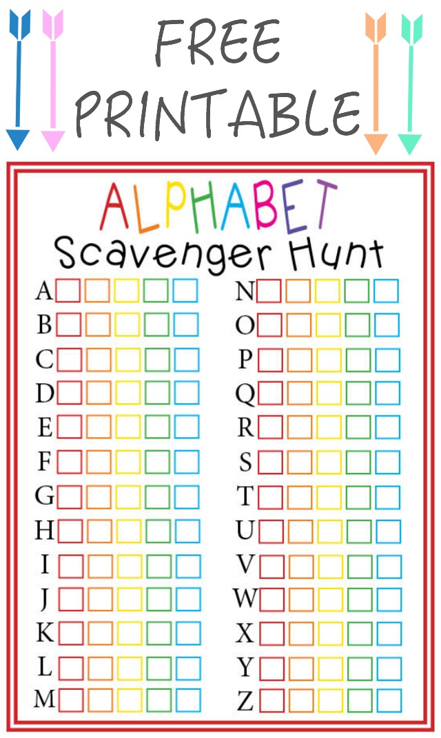 Alphabet Scavenger Hunt Free Printable Our Thrifty Ideas