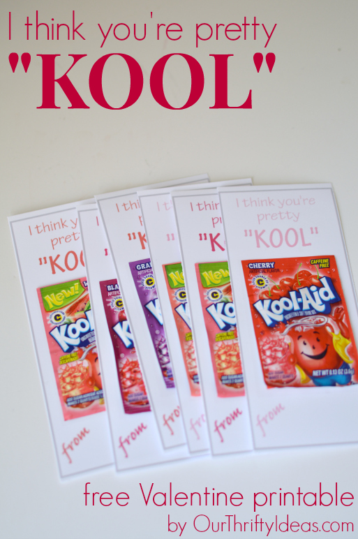 I think you're pretty "KOOL" free Valentine Printable from www.OurThriftyIdeas.com | #free #printable #vday #valentine #kids